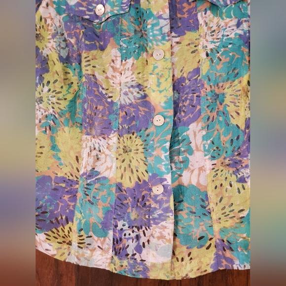 Ruby Road Lightweight Semi Sheer Jacket Size 16W Blues/ Lime Green/White - Picture 2 of 9